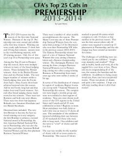 2013-2014 PREMIERSHIP - The Cat Fanciers` Association