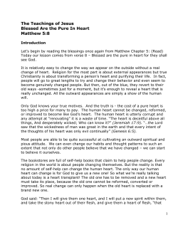 The Teachings of Jesus Blessed Are the Pure In Heart