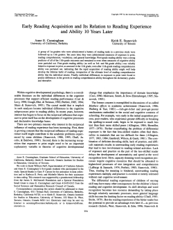 Early Reading Acquisition and Its Relation to Reading Experience