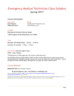 SPRING 2017 Course Syllabus - Blacksburg Volunteer Rescue Squad