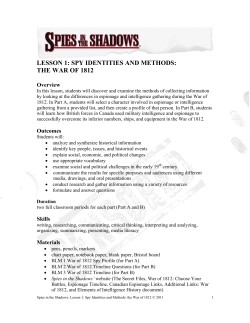 LESSON 1&ndash; PART A- SPY IDENTITIES AND METHODS: THE WAR