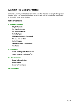 Alamein `42 Designer Notes