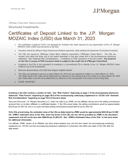 Certificates of Deposit Linked to the J.P. Morgan MOZAIC Index