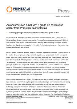 Acroni produces X120 Mn12 grade on continuous caster from