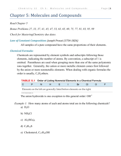 Chapter 5: Molecules and Compounds