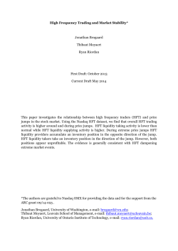 High Frequency Trading and Market Stability