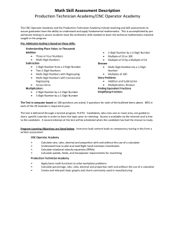 Math Skill Assessment Description Production Technician Academy