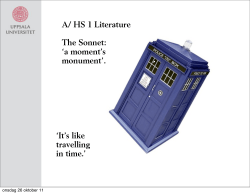 A/ HS 1 Literature The Sonnet