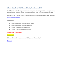 Chartwell Bulletin #81, Churchill Quiz, First Quarter 2015. Each Quiz