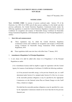 3rd Amendment in REC Regulations 30.12.2014