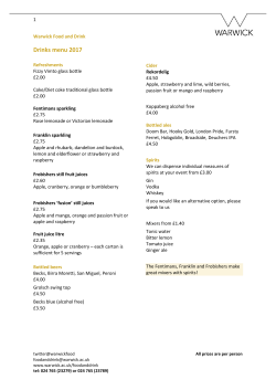 Drinks menu 2017 - University of Warwick