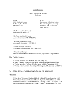 1 Curriculum Vitae Siba N`Zatioula GROVOGUI Professor Home