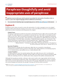 Paraphrase thoughtfully and avoid inappropriate uses of