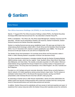 Sanlam Kenya Plc Media Release