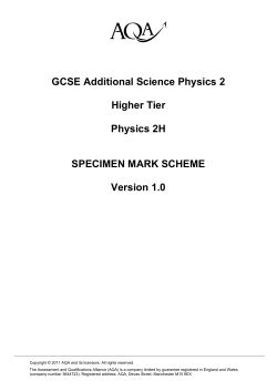 Physics: Specimen mark scheme