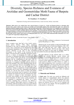 Diversity, Species Richness and Evenness of Arctiidae and