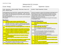 Biology Curriculum Mapping Form - Bellwood