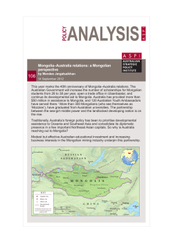 Mongolia-Australia relations: a Mongolian perspective