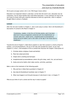 The presentation of education Jane Eyre by Charlotte Bront&euml;