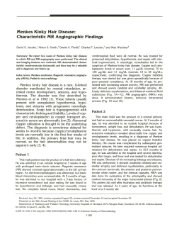 Menkes Kinky Hair Disease: Characteristic .MR Angiographic Findings