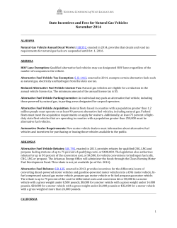 State Incentives and Fees for Natural Gas Vehicles November 2014