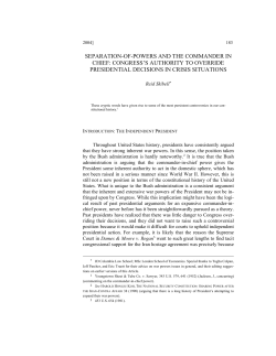 separation-of-powers and the commander in chief: congress`s