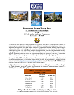 Discounted Rooms/Group Rate at the Squaw