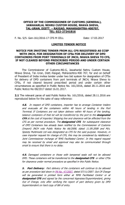 NOTICE FOR INVITING TENDER FROM ALL CFS REGISTERED AS