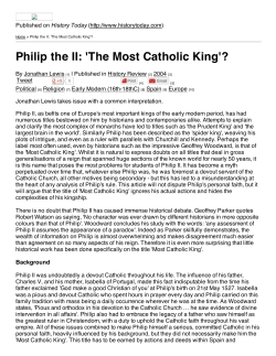 Philip the II: The Most Catholic King