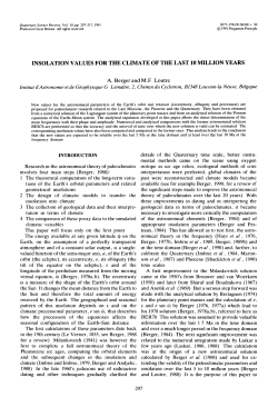 INSOLATION VALUES FOR THE CLIMATE OF THE LAST 10