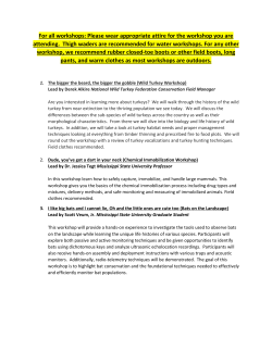 For all workshops: Please wear appropriate attire for the workshop