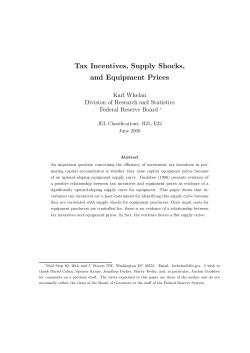Tax Incentives, Supply Shocks, and Equipment Prices