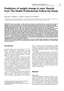 Predictors of weight change in men: Results from The