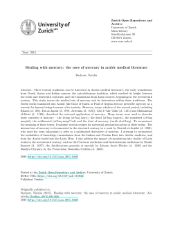 Healing with mercury: the uses of mercury in arabic medical literature