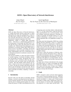 OONI : Open Observatory of Network Interference
