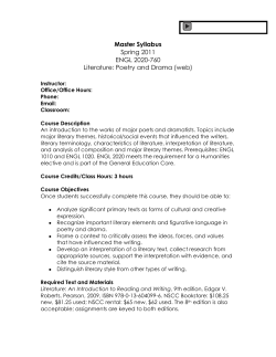 Master Syllabus Spring 2011 ENGL 2020