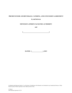 Premium Food and Beverage, Catering and Concession Agreement