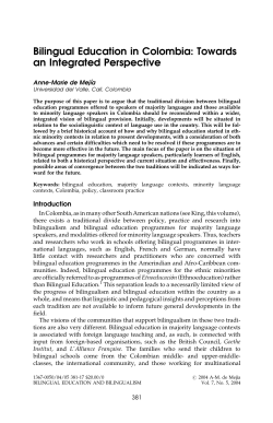 Bilingual Education in Colombia: Towards an Integrated