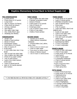 Hopkins Elementary School Back to School Supply List