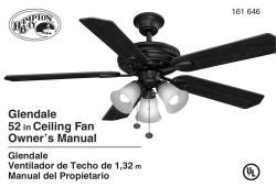 Glendale 52 in Ceiling Fan Owner`s Manual