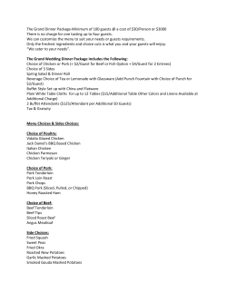 The Grand Dinner Package-Minimum of 100 guests @ a cost of $30