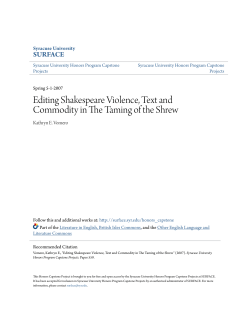 Editing Shakespeare Violence, Text and Commodity in The Taming