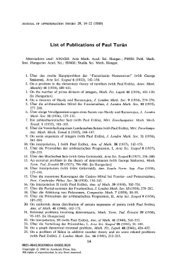 List of publications of Paul Tur&aacute;n