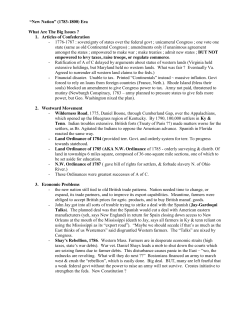&ldquo;New Nation&rdquo; (1783-1800) Era What Are The Big Issues ? 1. Articles