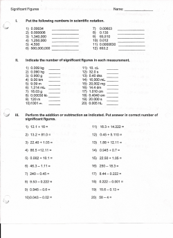 Significant Figures Name: ~ __ I. Put the following numbers in
