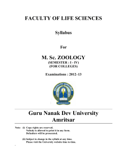 MSC ZOOLOGY SEMESTER I to IV FOR COLLEGES ONLY