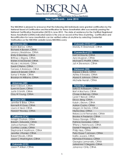 New Certificants - June 2015