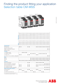 Finding the product fitting your application Selection table CM