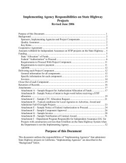 Implementing Agencies Responsibilities on State Highway