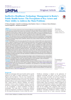 Ineffective Healthcare Technology Management in Benin`s Public